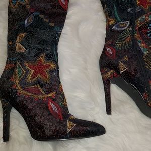 Fashion Nova Shoes - Embroidery thigh high boots Fashion Nova Shoes - Embroidery thigh high boots